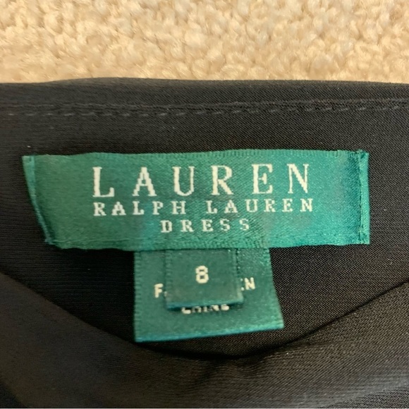 Lauren Ralph Lauren black asymmetrical slit cutout sleeveless ruched dress 8 - Picture 12 of 17